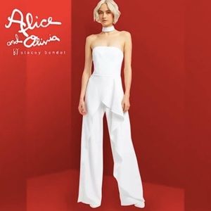 Alice and Olivia white strapless jumpsuit